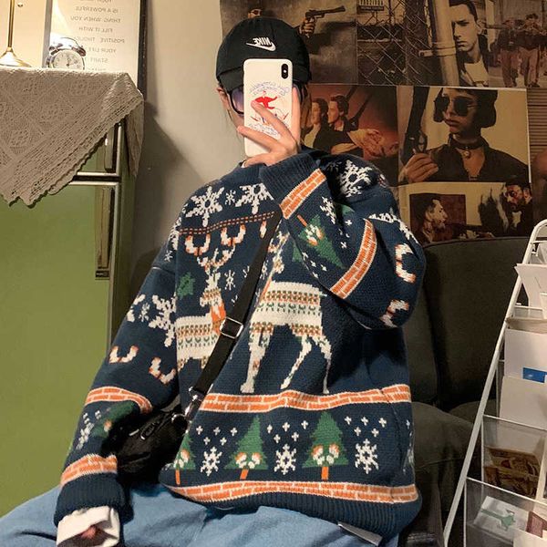 crew neck men's loose and trendy couple's autumn leisure bf lazy style sweater coat women, White;black
crew neck men's loose and trendy couple's autumn leisure bf lazy style sweater coat women, White;black