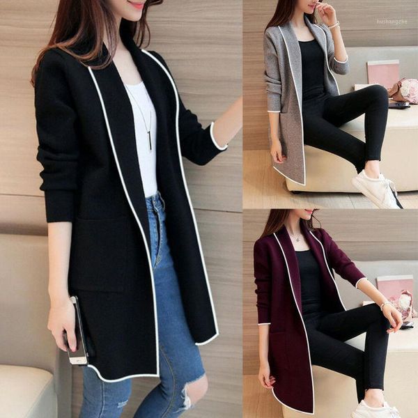 women autumn winter pockets long sleeve cardigan slim fit long coat soft1, Black;brown
women autumn winter pockets long sleeve cardigan slim fit long coat soft1, Black;brown