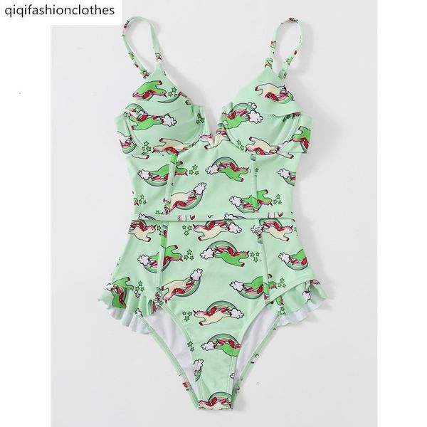 2021 single unicorn print v-shaped belly covering triangle split spring swimsuit for women, White;black
2021 single unicorn print v-shaped belly covering triangle split spring swimsuit for women, White;black