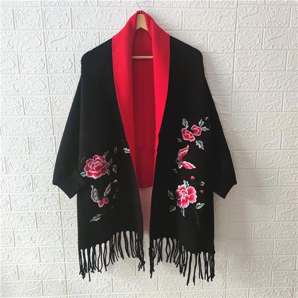 scarves moda 2021 autumn and winter peony embroidery imitation cashmere shawl with sleeves elegant all-match bat shirt cloak scarf, Blue;gray
scarves moda 2021 autumn and winter peony embroidery imitation cashmere shawl with sleeves elegant all-match bat shirt cloak scarf, Blue;gray