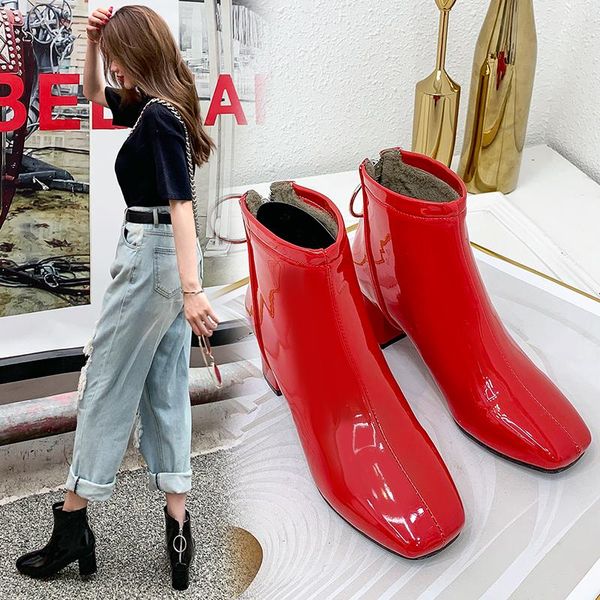 boots 2021 the patent leather ankle women winter autumn square high heel zipper round toe woman shoes white red black
boots 2021 the patent leather ankle women winter autumn square high heel zipper round toe woman shoes white red black