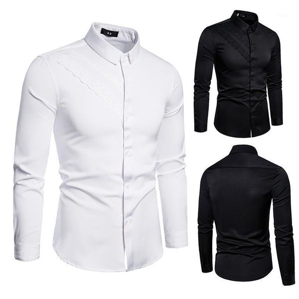 korean men's formal for men shirt long sleeve fashion work clothes slim fitting clothing black white dress christmas1, White;black
korean men's formal for men shirt long sleeve fashion work clothes slim fitting clothing black white dress christmas1, White;black