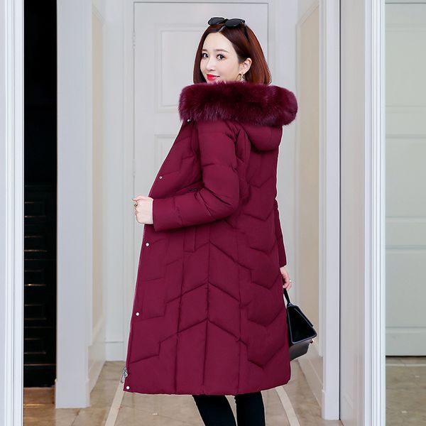 women's jackets for winter office ladies slim hooded long parkas woman solid plus size with fur collar thick female coat outwear 201029, Black
women's jackets for winter office ladies slim hooded long parkas woman solid plus size with fur collar thick female coat outwear 201029, Black