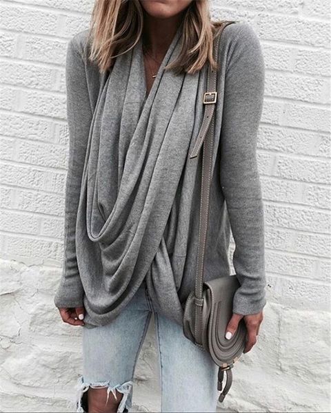 2021 new womens asymmetric cowl neck long sleeve shirts 06il, White 
2021 new womens asymmetric cowl neck long sleeve shirts 06il, White