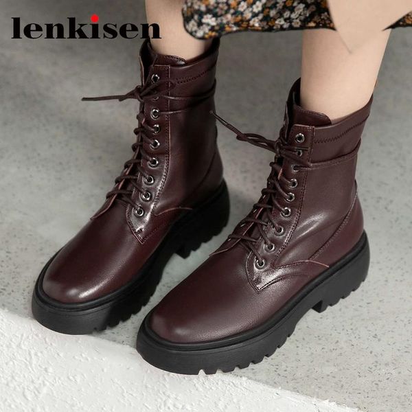lenkisen genuine leather round toe thick bottom winter shoes keep warm beauty lady streetwear fashion solid mid-calf boots l80, Black
lenkisen genuine leather round toe thick bottom winter shoes keep warm beauty lady streetwear fashion solid mid-calf boots l80, Black