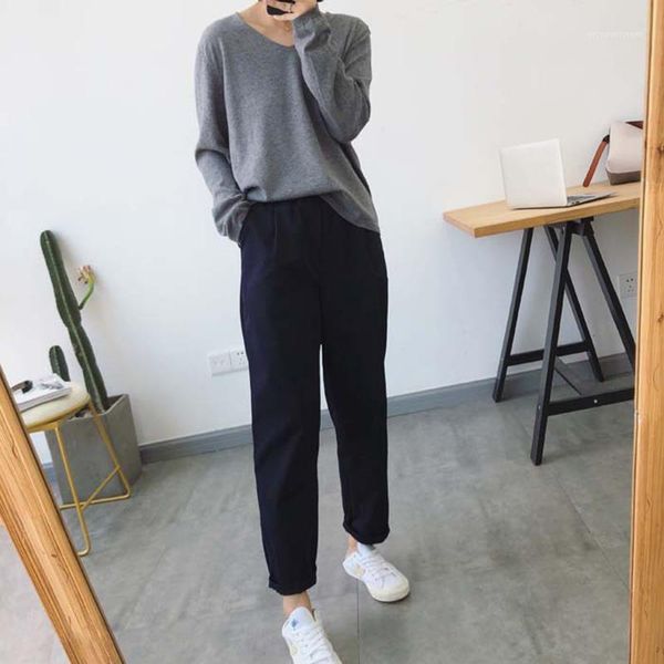 casual spring autumn sweaters winter decorative warmth shirt women fashion v-neck sweater loose pullover sweater1, White;black 
casual spring autumn sweaters winter decorative warmth shirt women fashion v-neck sweater loose pullover sweater1, White;black