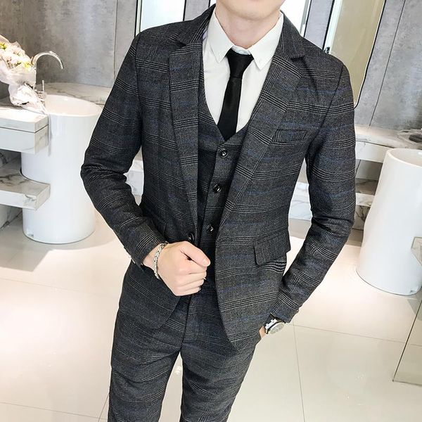 2021 new spring and autumn fashion casual men's stripe single breasted business casual slim three-piece men's wedding suit, White;black
2021 new spring and autumn fashion casual men's stripe single breasted business casual slim three-piece men's wedding suit, White;black