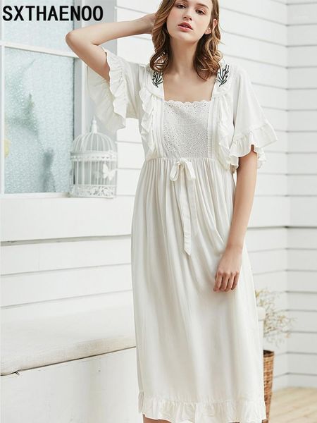 sxthaenoo new summer princess nightdress women's long nightgown white pijamas embroidery cotton vintage sleepwear1, Black;red
sxthaenoo new summer princess nightdress women's long nightgown white pijamas embroidery cotton vintage sleepwear1, Black;red