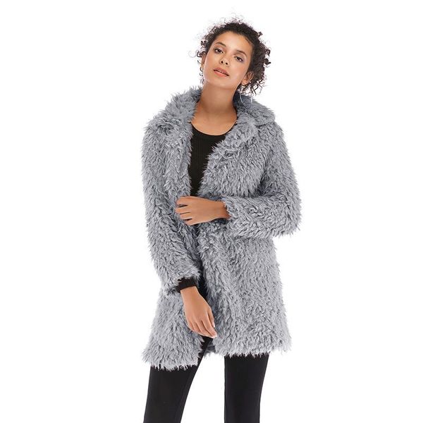2021 women's fluff coat long imitation fur outwear loose autumn winter new fashion soft warm lapel medium overcoat, Black
2021 women's fluff coat long imitation fur outwear loose autumn winter new fashion soft warm lapel medium overcoat, Black