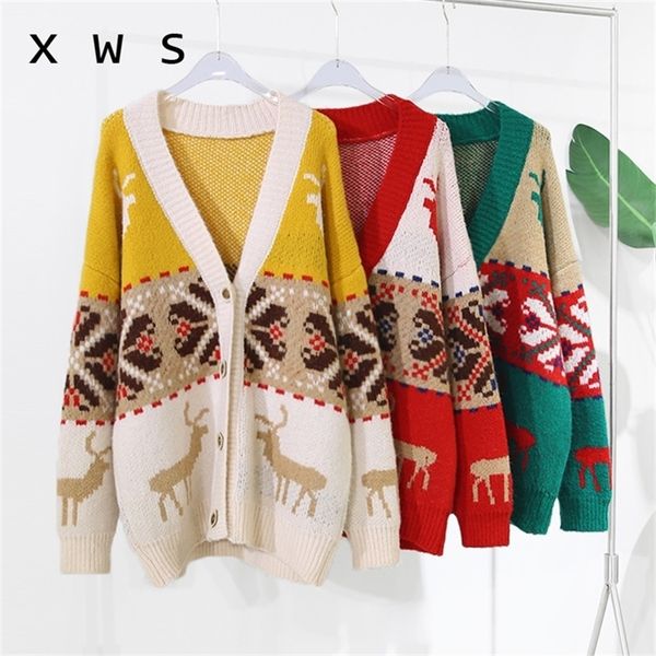 autumn winter sweater cardigan women long sleeve v neck kint deer christmas patchwork thick oversized jackets y201128, White;black
autumn winter sweater cardigan women long sleeve v neck kint deer christmas patchwork thick oversized jackets y201128, White;black