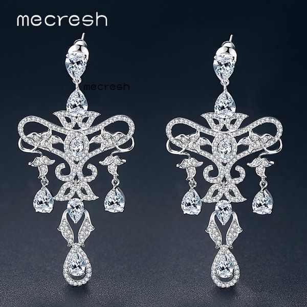 dangle & chandelier mecresh korea style white gold color large statement earrings for women cz wedding drop female eh1076, Silver
dangle & chandelier mecresh korea style white gold color large statement earrings for women cz wedding drop female eh1076, Silver