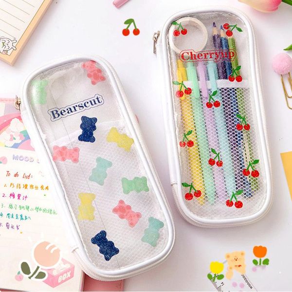ins cartoon cute candy bear cherry pencil bag transparent tpu waterproof multi-function portable student pencil case stationery
ins cartoon cute candy bear cherry pencil bag transparent tpu waterproof multi-function portable student pencil case stationery