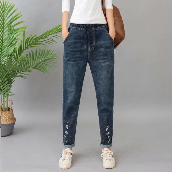 plus size oversized high waist jogger denim pant streetwear fashion embroidery flower vintage jeans slim pencil ladies trouser, Blue
plus size oversized high waist jogger denim pant streetwear fashion embroidery flower vintage jeans slim pencil ladies trouser, Blue