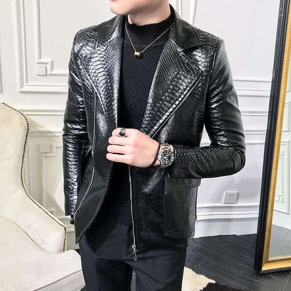new handsome suit collarleisure zipper faux leather jackets men clothing turn down collar imitation alligator loose male coat1, Black
new handsome suit collarleisure zipper faux leather jackets men clothing turn down collar imitation alligator loose male coat1, Black