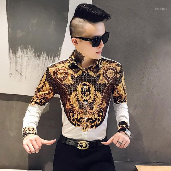 men's casual shirts black gold men shirt luxury korean mens long sleeve print slim fit blouse homme baroque banquet paisley1, White;black
men's casual shirts black gold men shirt luxury korean mens long sleeve print slim fit blouse homme baroque banquet paisley1, White;black