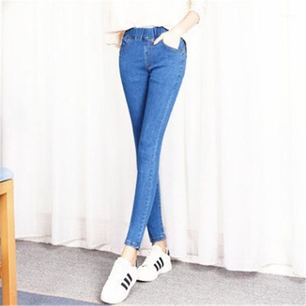 2020 s-6xl new elastic waist jeans girl spring women plus size pencil pants elastic leg skinny pants jean femme1, Blue
2020 s-6xl new elastic waist jeans girl spring women plus size pencil pants elastic leg skinny pants jean femme1, Blue