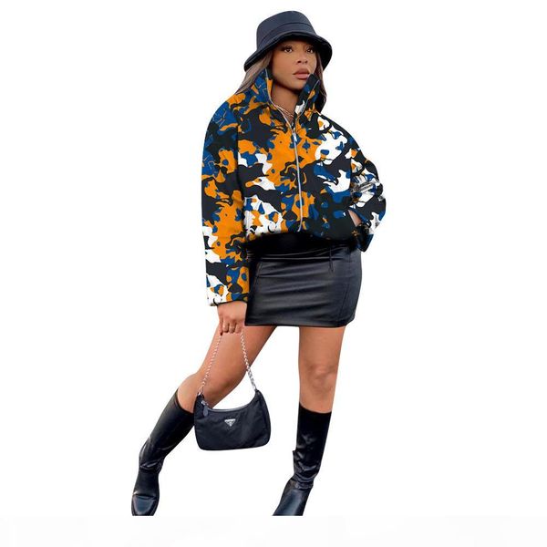 women down jacket designer personalized camouflage graffiti printed zipper stand-up collar coat ladies new fashion cotton clothes, Black
women down jacket designer personalized camouflage graffiti printed zipper stand-up collar coat ladies new fashion cotton clothes, Black