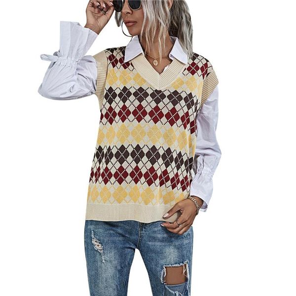 women's sweaters xingqing women vest sweater vintage pattern v-neck sleeveless form-fitting tank for girls clothes soft warm all-match, White;black
women's sweaters xingqing women vest sweater vintage pattern v-neck sleeveless form-fitting tank for girls clothes soft warm all-match, White;black