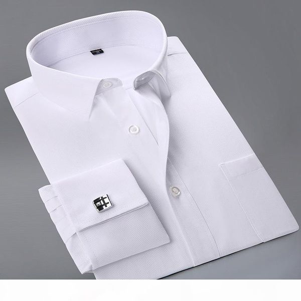 wholesale- 2020 new french cuff button men dress shirts classic long sleeve formal business fashion shirts camisa masculina cufflinks, White;black
wholesale- 2020 new french cuff button men dress shirts classic long sleeve formal business fashion shirts camisa masculina cufflinks, White;black