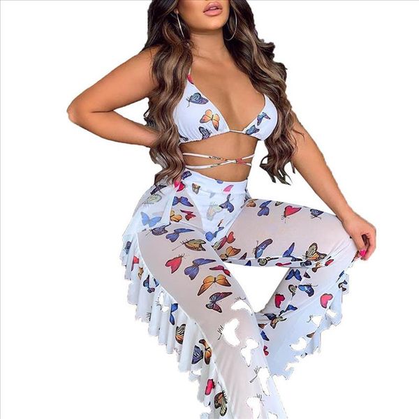 see through womens beach bra trousers deep v neck butterfly printed clothes lace up loose flowing pants summer clothes set, Gray
see through womens beach bra trousers deep v neck butterfly printed clothes lace up loose flowing pants summer clothes set, Gray