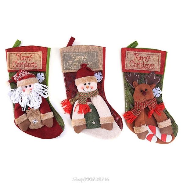 

santa claus snowman elk christmas stocking christmas gift candy storage bag xmas tree decoration hanging pendant s14 20 dropship
