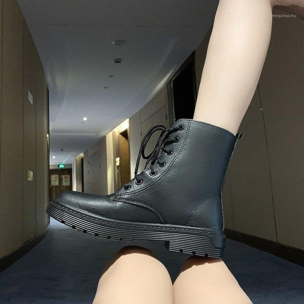boots pu leather autumn and winter platform shoe women shoes ladies1, Black