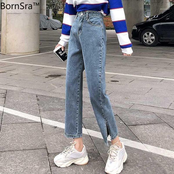 bornsra spring fashion women denim jeans 2020 high-waist straight jeans for women side split vintage female long pant1, Blue
bornsra spring fashion women denim jeans 2020 high-waist straight jeans for women side split vintage female long pant1, Blue
