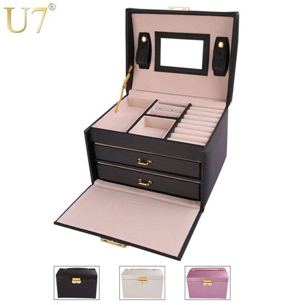 u7 women jewelry storage organizer drawers box travel makeup cosmetic case & mirror leather wedding decoration gift for her ob05, Pink;blue
u7 women jewelry storage organizer drawers box travel makeup cosmetic case & mirror leather wedding decoration gift for her ob05, Pink;blue