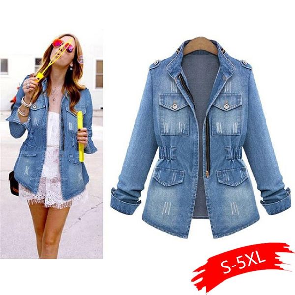 women's jackets denim women autumn fashion long sleeve coat casual outwear plus size 5xl hole jacket, Black;brown
women's jackets denim women autumn fashion long sleeve coat casual outwear plus size 5xl hole jacket, Black;brown