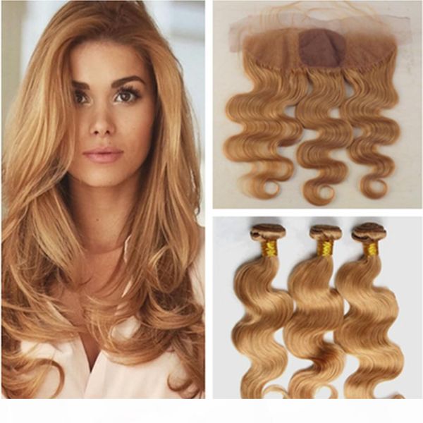 #27 honey blonde peruvian hair bundles with silk base frontal light brown body wave human hair silk lace frontal 13x4 with weaves, Black;brown
#27 honey blonde peruvian hair bundles with silk base frontal light brown body wave human hair silk lace frontal 13x4 with weaves, Black;brown