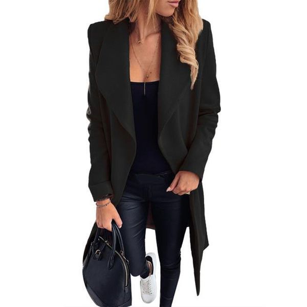 202 new winter fashion solid color lace woolen coat women's lapel windproof warm jacketx1020, Black
202 new winter fashion solid color lace woolen coat women's lapel windproof warm jacketx1020, Black