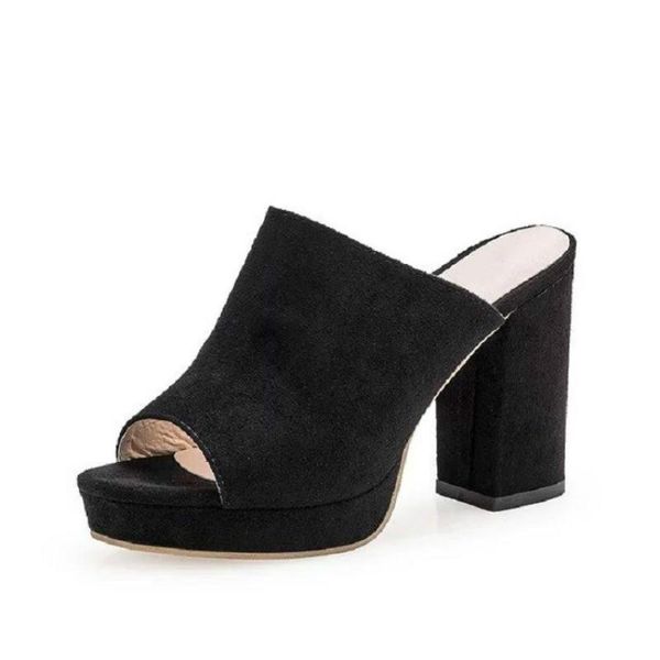 solid color women's slippers square high heels comfortable outdoor casual women's shoes party slippers, Black
solid color women's slippers square high heels comfortable outdoor casual women's shoes party slippers, Black