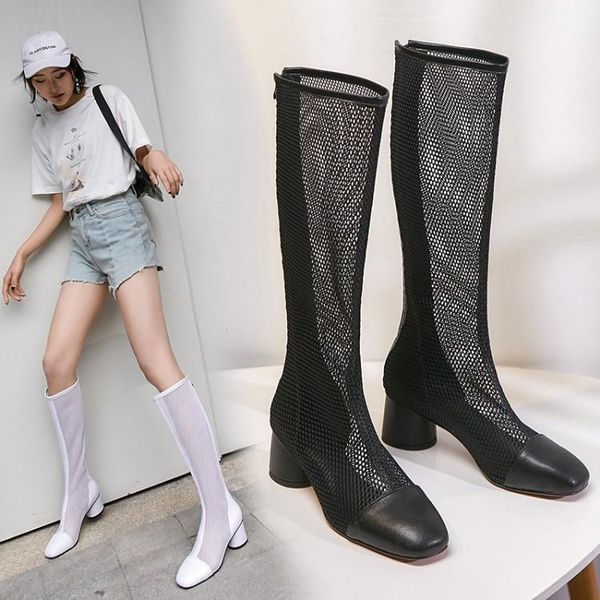 boots 2021 fashion women knee high square heels zipper leather mesh summer cool breathable women's shoes, Black
boots 2021 fashion women knee high square heels zipper leather mesh summer cool breathable women's shoes, Black