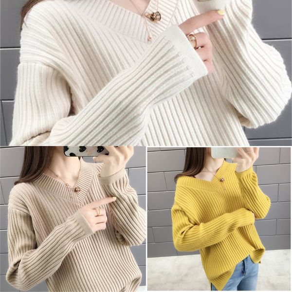 2020 new v-neck thin pullover pullover pullovercoat pullovert-shirt loose sweater coat women's lazy style pulloverkorean pure color aut, White;black
2020 new v-neck thin pullover pullover pullovercoat pullovert-shirt loose sweater coat women's lazy style pulloverkorean pure color aut, White;black