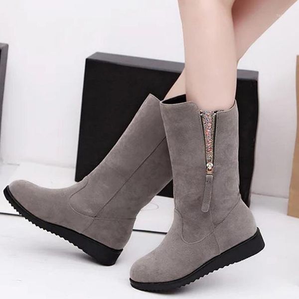 platform leisure boots women's fashion zipper wedges med heels short rubber flock booties1, Black
platform leisure boots women's fashion zipper wedges med heels short rubber flock booties1, Black