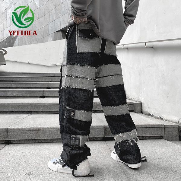 hip-hop color matching men's jeans casual straight loose loose streetwear pants cow trendy design trousers, Black
hip-hop color matching men's jeans casual straight loose loose streetwear pants cow trendy design trousers, Black