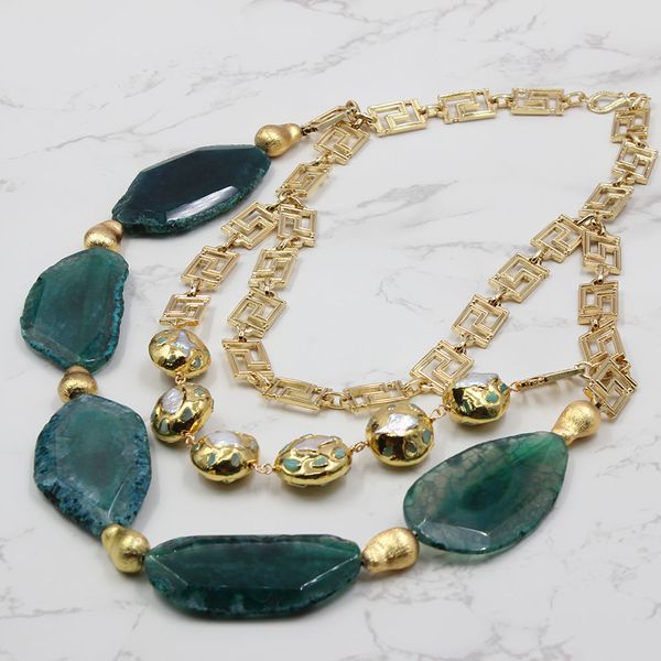 guaiguai jewelry freshwater cultured white pearl star shape green chrysoprases green nugget agates gold color chain necklace for women, Silver
guaiguai jewelry freshwater cultured white pearl star shape green chrysoprases green nugget agates gold color chain necklace for women, Silver
