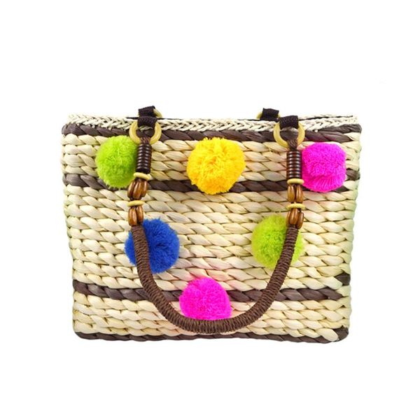 fashion women woven beach handbag bohemian summer female handmade straw bags lady pompom knitted shoulder bag casual tote ss3381
fashion women woven beach handbag bohemian summer female handmade straw bags lady pompom knitted shoulder bag casual tote ss3381