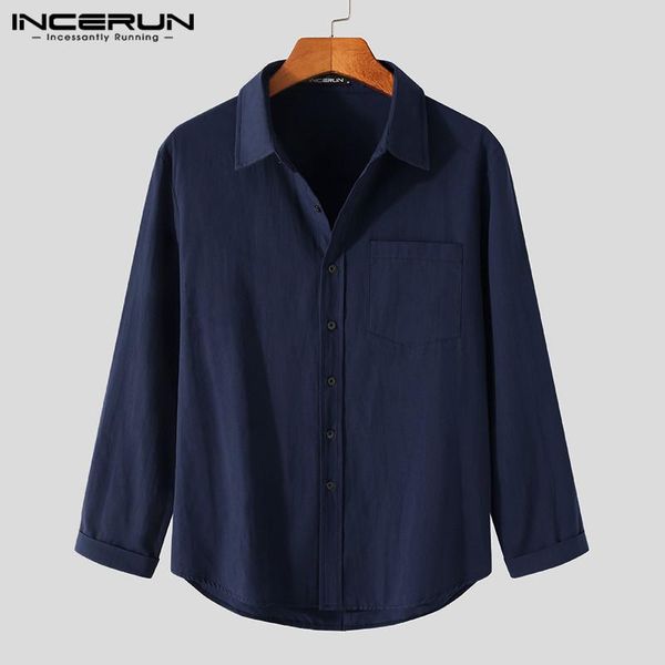 incerun fashion shirt men long sleeve cotton turn down collar streetwear solid color button casual camisa masculina 2021, White;black
incerun fashion shirt men long sleeve cotton turn down collar streetwear solid color button casual camisa masculina 2021, White;black