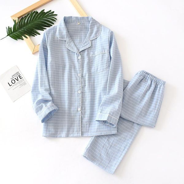 couple pajamas set japanese plaid men sleepwear suit lovers' cotton gauze home clothes thin large stripe women nightwear1, Black;brown
couple pajamas set japanese plaid men sleepwear suit lovers' cotton gauze home clothes thin large stripe women nightwear1, Black;brown