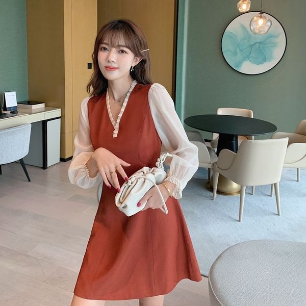 um6q1 2020 autumn dress graceful large size solid contrast stitching color color chiffon long sleeve hepburn small black dress vlw5o, Black;gray
um6q1 2020 autumn dress graceful large size solid contrast stitching color color chiffon long sleeve hepburn small black dress vlw5o, Black;gray