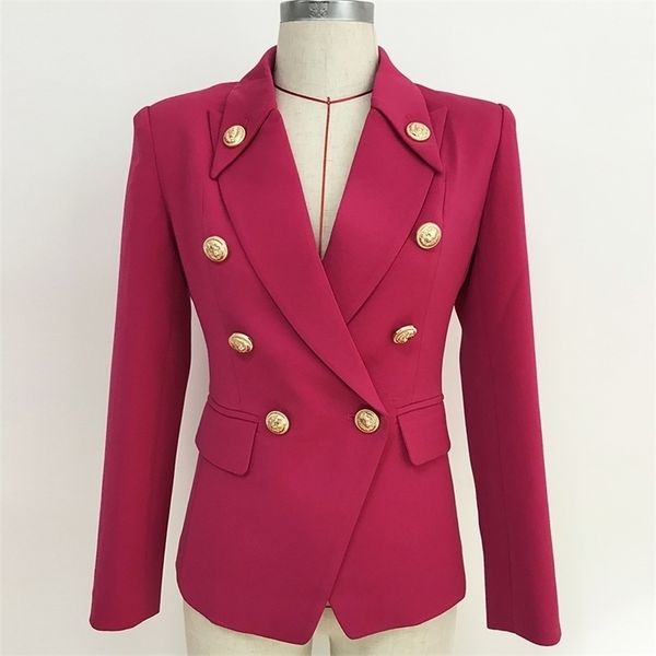 high street stylish designer blazer women's double breasted lion buttons slim fitting blazer jacket 201201, White;black
high street stylish designer blazer women's double breasted lion buttons slim fitting blazer jacket 201201, White;black