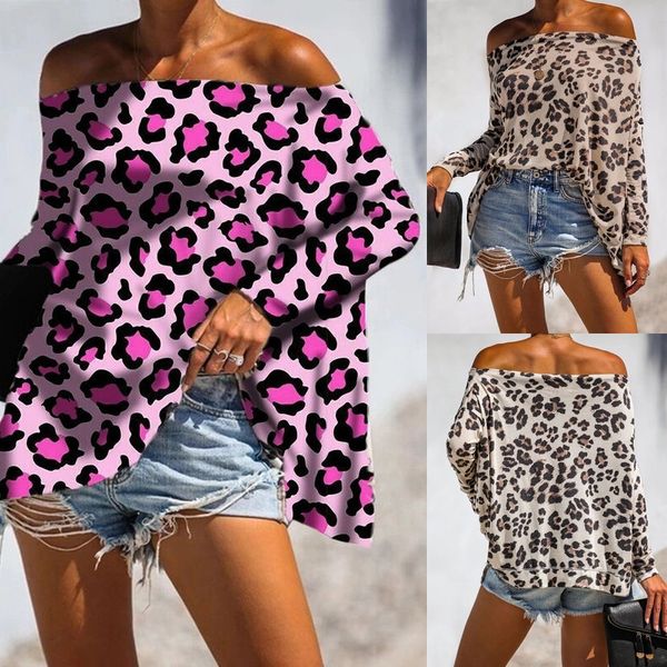 women's autumn 2020 new loose leopard print one line collar coat t-shirt leaky back women's open back t-shirt tsewf, White
women's autumn 2020 new loose leopard print one line collar coat t-shirt leaky back women's open back t-shirt tsewf, White