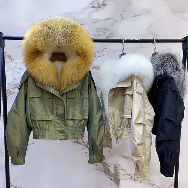 2021 new great fur collar short skin parka female winter jacket real wool lining warm coat with hood snow outwear 154a, Black
2021 new great fur collar short skin parka female winter jacket real wool lining warm coat with hood snow outwear 154a, Black