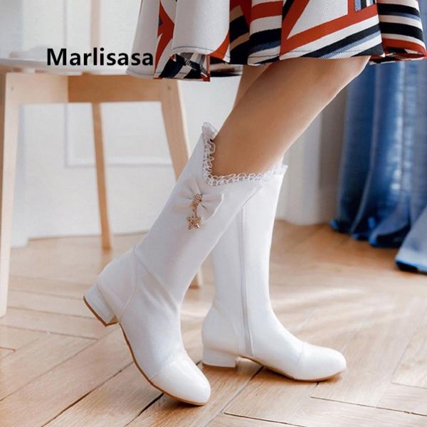 marlisasa women cute comfortable long boots lady casual black pu leather boots cool botas femininas f3074