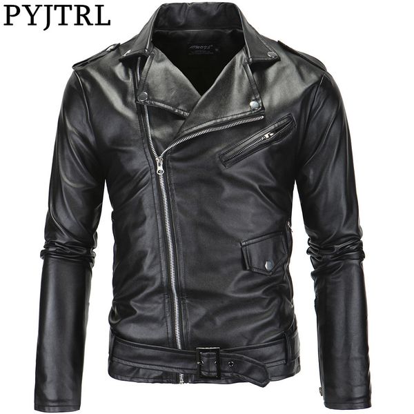 pyjtrl men's motorcycle slim casual zipper pu leather jacket streetwear clothes lj201013, Black;brown
pyjtrl men's motorcycle slim casual zipper pu leather jacket streetwear clothes lj201013, Black;brown