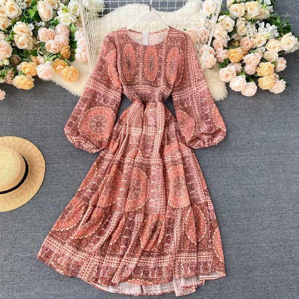 travel holiday dress women new fashion spring and summer long lantern sleeve high waist slimming retro printed vestidos l5851, Black;gray
travel holiday dress women new fashion spring and summer long lantern sleeve high waist slimming retro printed vestidos l5851, Black;gray