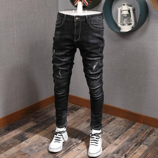корейский стиль мода мужские джинсы черного цвета slim fit упругие рваные джинсы высокого качества streetwear hip hop джинсовый длинные брюк, Blue
корейский стиль мода мужские джинсы черного цвета slim fit упругие рваные джинсы высокого качества streetwear hip hop джинсовый длинные брюк, Blue