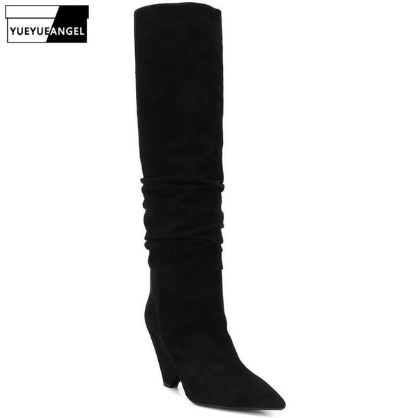 winter women suede leather mid calf boots pointed toe spike high heels runway shoes brand fashion slip on botas mujer plus size, Black
winter women suede leather mid calf boots pointed toe spike high heels runway shoes brand fashion slip on botas mujer plus size, Black