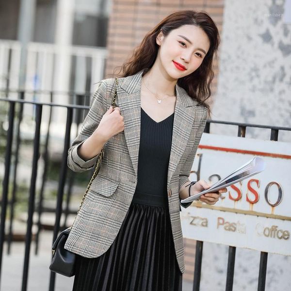 l 2020 autumn long sleeve plaid small suit coat female dress fashion elegant slim1, White
l 2020 autumn long sleeve plaid small suit coat female dress fashion elegant slim1, White